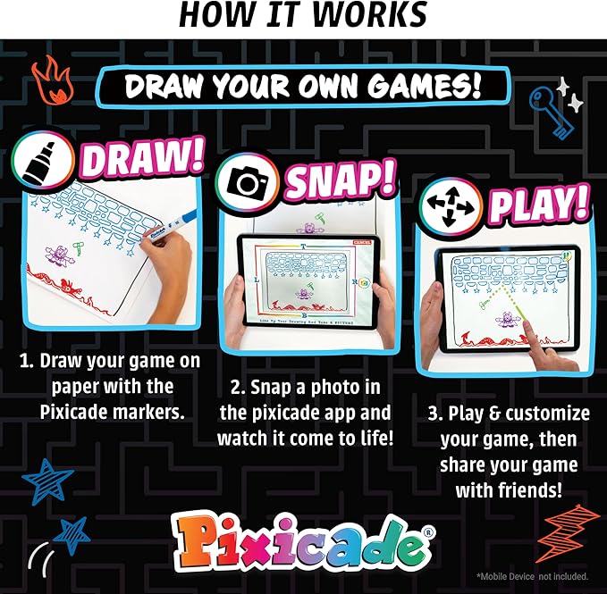 Abacus Brands Pixicade! Turn Drawings Into Playable Video Games! | Doodle & Draw, Snap Play & Share Instant Video Games! | Mobile Video Game Maker and Creation Studio!
