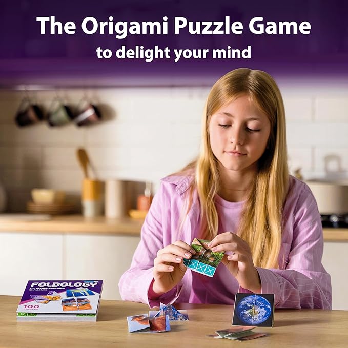 FOLDOLOGY 1&2 Combo Pack - The Origami Puzzle Game! Brain Teasers for Tweens, Teens & Adults | Fold The Paper, Complete The Picture | Stocking Stuffers, Gift for Ages 10+ | 200 Challenges