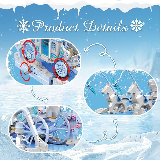 Sosuy Snow White Carriage Building Blocks Sets, Christmas Toys for Girl, Creative Princess Themed Construction Set, STEM Toy for Kids Boy Teen Women, for Girls 1214+ Pcs