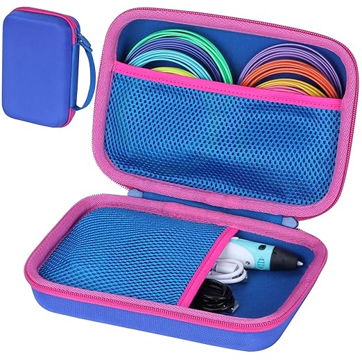 Case Compatible with SCRIB3D P1 Advanced / 3Doodler PRO / 3Doodler Flow / MYNT3D Super Professional Printing / PIKA3D PRO 3D Printing Pen (Blue + Rose)