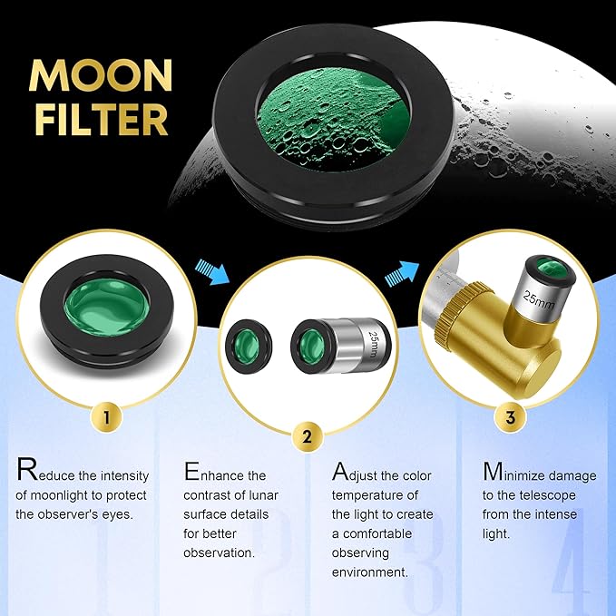 Telescope for Adults High Powered, 90mm Aperture 550mm Refractor Telescope for Beginners & Kids Astronomy, Portable Travel Telescopes with Moon Filter, Phone Adapter, Carry Bag