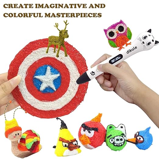 3D Pen Refills 1.75mm PLA Filament 640 Feet 16 Colors, Each Color 40ft, Bonus 250 Stencils eBooks, dikale 3D Pen Material