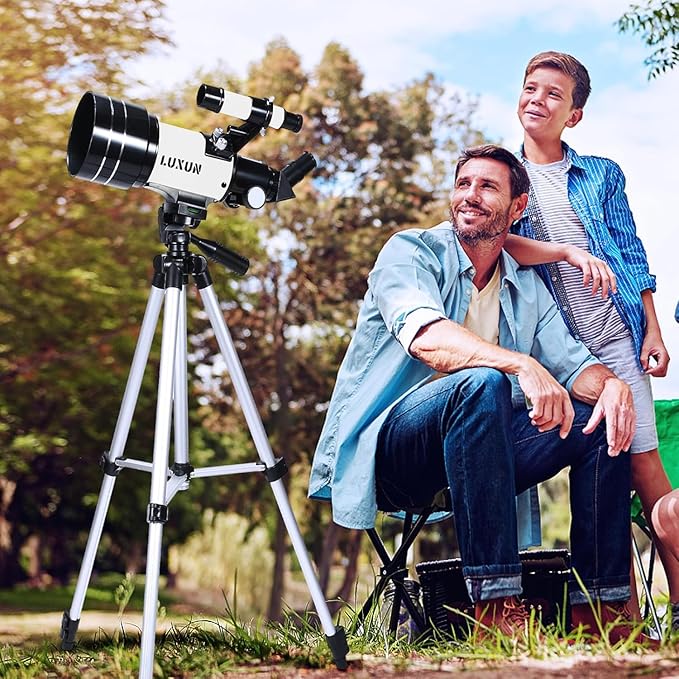 70mm Telescope Refracting,with Multilayer Broadband Coating(15X-150X),Adjustable Tripod and Finderscope,Telescope for Adults,Kids and Beginner