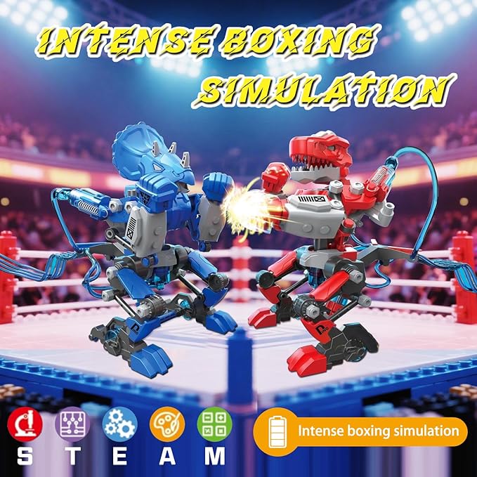 Hydraulic Boxing Bots, STEM Building Kit for Kids, Build 2 Hydraulic-Powered Battle Robots, STEM Educational Fighting Robot Toy Set, Christmas Birthday Gift for Boys & Girls Ages 8-18 Adults