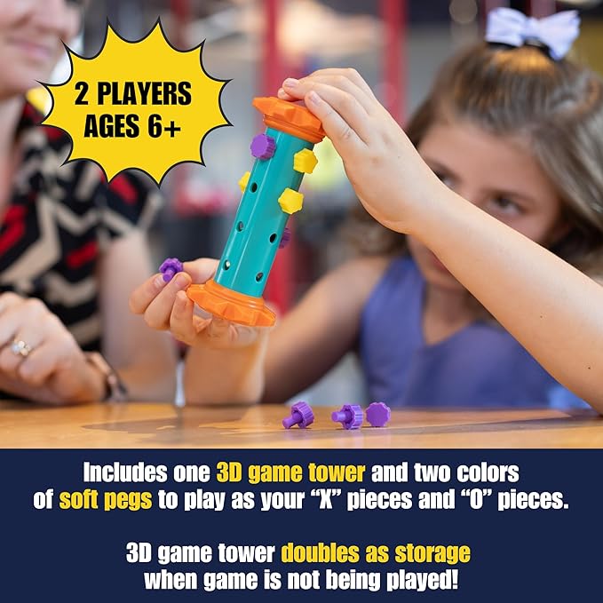 Challenge Your Mind with Tic Tac Totem: 3D Tic Tac Toe Travel Game & Brain Game for Strategy Enthusiasts, Ages 6+ (4X4)