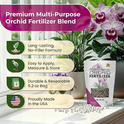 Leaves and Soul Orchid Fertilizer Pellets |13-11-11 Slow Release Pellets for Seedlings and Mature Plants | Multi-Purpose Blend & Gardening Supplies, No Fillers | 5.2 oz Resealable Packaging