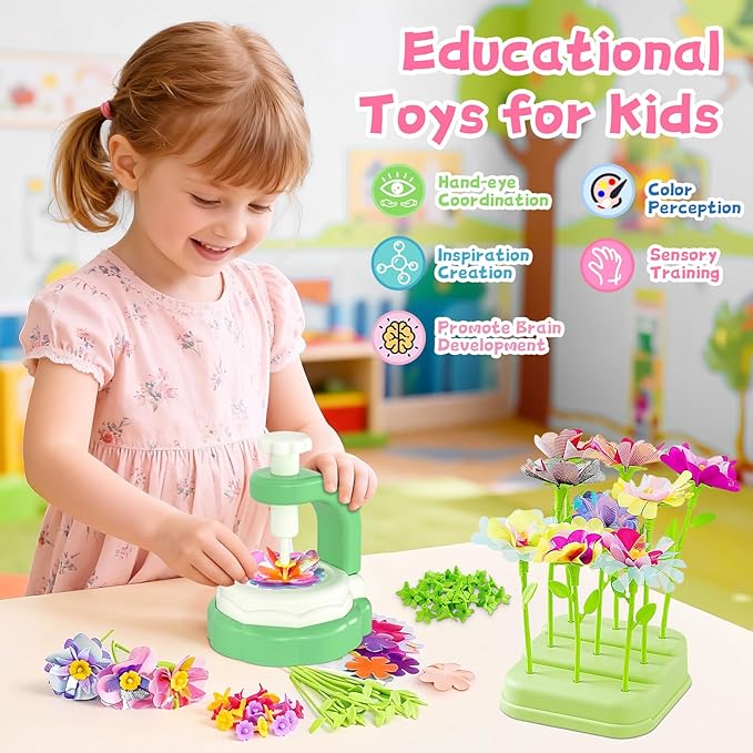 M SANMERSEN DIY Arts and Crafts Kits for Kids Ages 4-8-12 Flower Bouquet Toys Craft Kit for 4 5 6 7 8 Year Old Girls Ideas Birthday Gift,Classroom Educational Activity Toy for Toddler Kids Girls