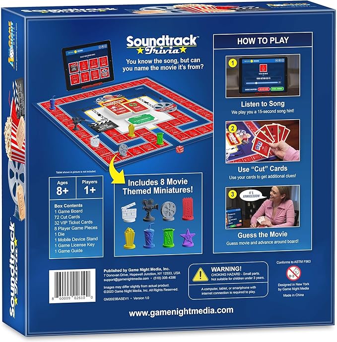 Soundtrack Trivia Movie Trivia Game for Adults | Name The Movie from a 15 Second Music Clip | Board Game for Adults, Kids, Ages 8+, 1 or More Players | Music Game with Companion App