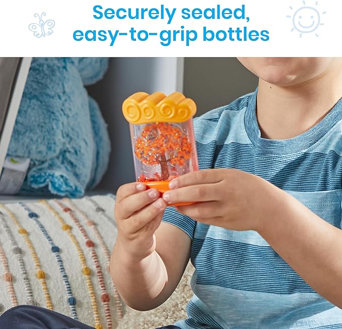 hand2mind Changing Seasons Sensory Tubes, Quiet Fidget Toys for Kids 3-5, Toddler Science Weather Toys, Calm Down Corner Supplies, Preschool Classroom Must Haves