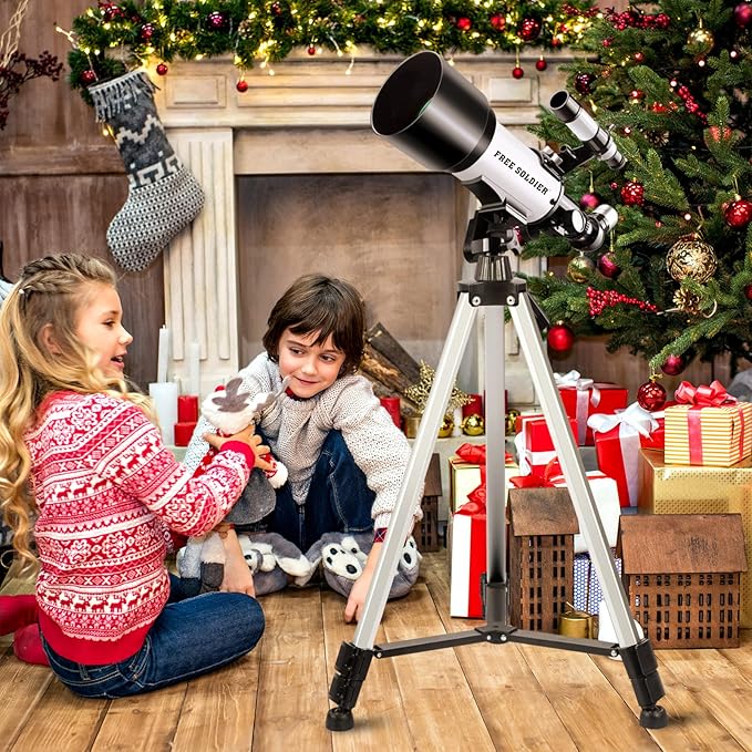 Telescope for Adults Astronomy Beginners - 70mm Aperture and 400mm Focal Length Astronomical Refractor Telescope Great Astronomy for Christmas with Package, White