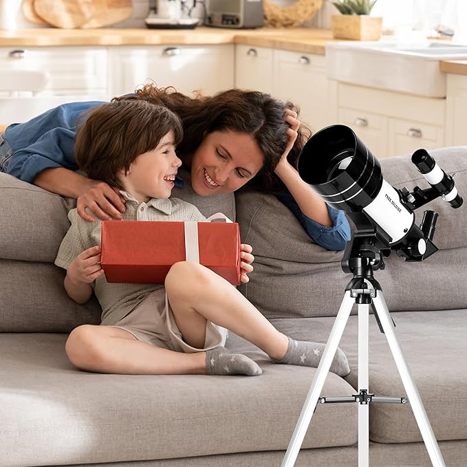 FREE SOLDIER Telescope for Kids 70mm Aperture Astronomical Refractor Telescopes for Beginners (15X-150X) 300mm Telescope for Adults High Powered with A Phone Adapter & A Wireless Remote (Spaceman)