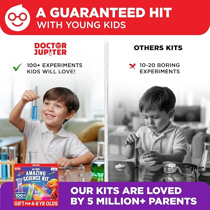 Doctor Jupiter My First Amazing Science Kit for Kids Ages 4-5-6-7-8 Ideas for 4+ Year Old Boys & Girls | Learning & Educational Projects | STEM Toy with 100+ Experiments
