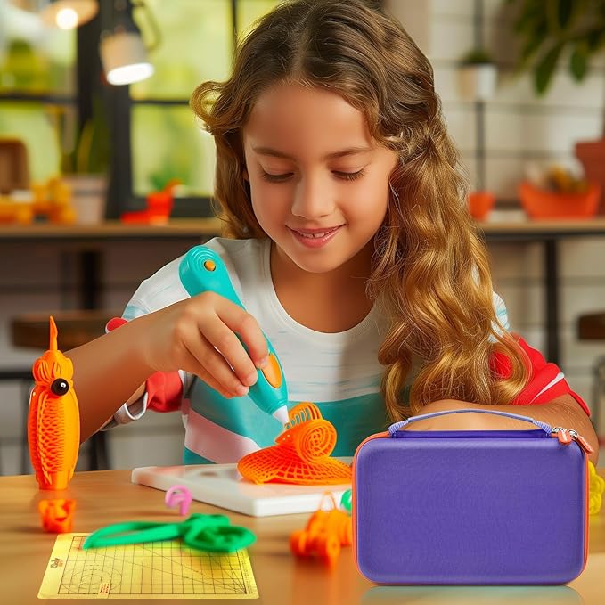 casmilee Case Compatible with 3Doodler Start+ Essentials 3D Pen Set for Kids, Art Activity Set Storage for Educational STEM Toy, Hold Plastic Filaments Strands- Purple