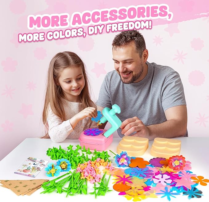 beefunni Flower Bouquet Craft Kits, DIY Arts and Crafts for Kids 4-6-8, Upgrade Colorful Flowers Toys for 4 5 6 7 8+Year Old Girl Birthday Gifts Ideas,Toddler Creative Educational Activities
