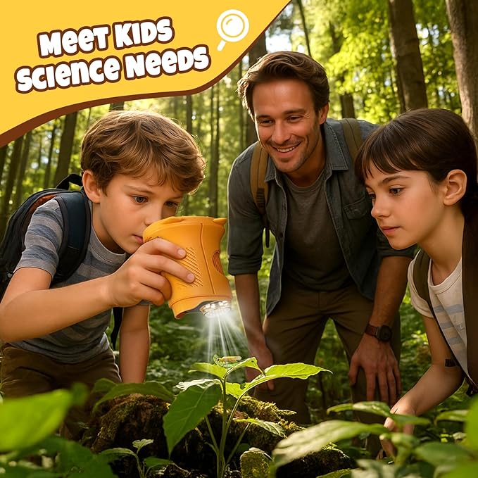 Handheld Digital Mini Microscope for Kids: 1000X 4K Portable Pocket 2.4" Screen Microscopes Toys STEM Electronic Learning Educational Science Kit 8-12 Birthday Gift 4 5 6 7 Year Old Boy Girl (Yellow)