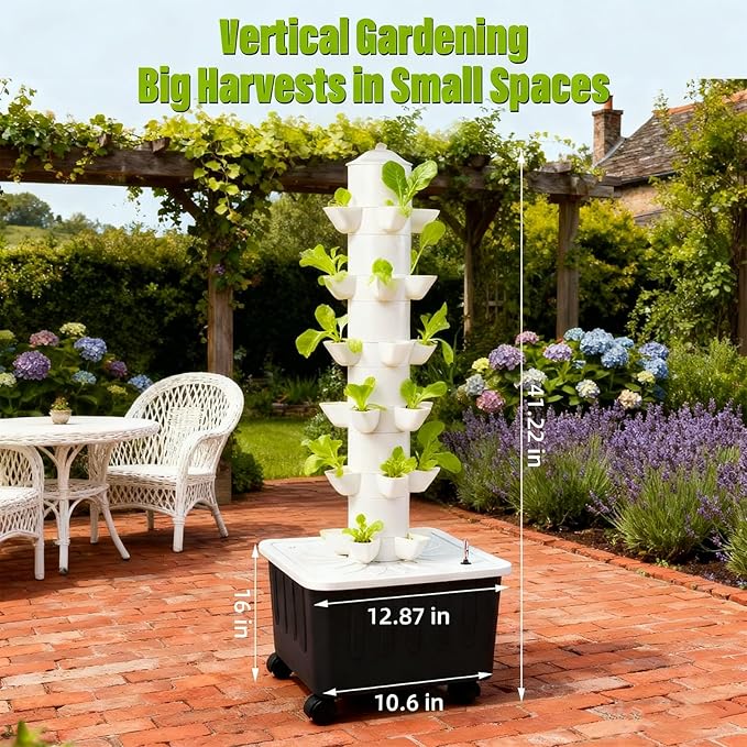 Hydroponics Growing Tower, Indoor Garden kit, Vertical Growing System, Indoor Planting Vegetables Herbs Flowers, Interior Garden System with Water Pump, hydroponics Tower with Water Tank
