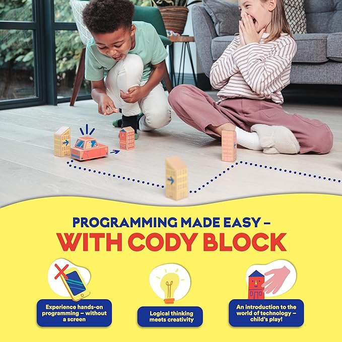 Cody Block Record & Play Expansion Set, Educational Wooden Building Blocks and Car STEM Toys for Preschool Kids Ages 7+