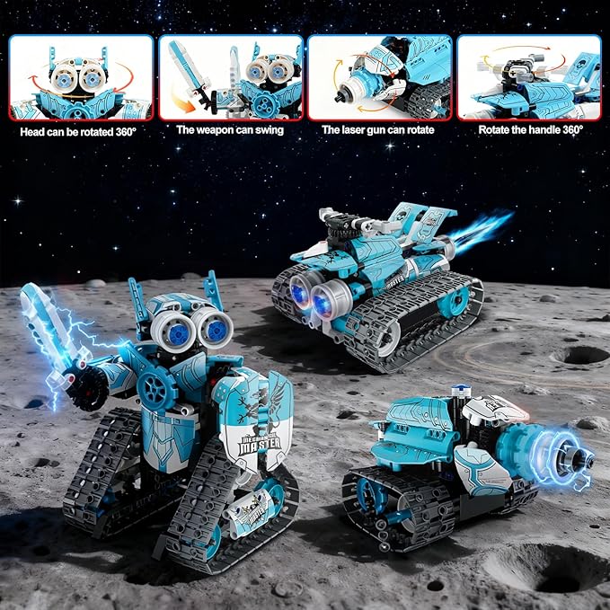 3 in 1 Robot Building Kits for Kids - STEM Birthday Gifts for 6 7 8 9 10 11 12+ Year Old Boys - Educational DIY Science Projects, Robotics Toys with APP & Remote Control