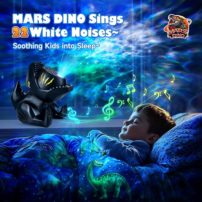 Dinosaur Galaxy Projector for Kids, Non-Glare 316 Lightings Star Projector Galaxy Light,22 White Noise +5.3 Bluetooth Speaker Dinosaur Night Light, Nightlight for Kids Room, Dino Gifts