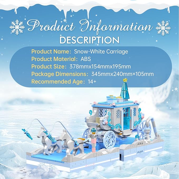 Sosuy Snow White Carriage Building Blocks Sets, Christmas Toys for Girl, Creative Princess Themed Construction Set, STEM Toy for Kids Boy Teen Women, for Girls 1214+ Pcs