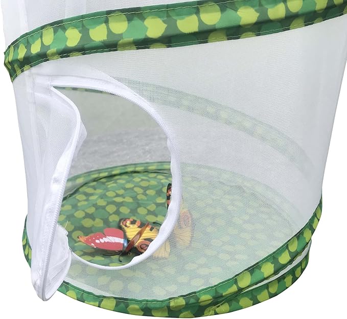Butterfly and Insect Garden Habitat Mesh Cage Collapsible Design, Bug Terrarium Pop Up 12" x 14" Tall