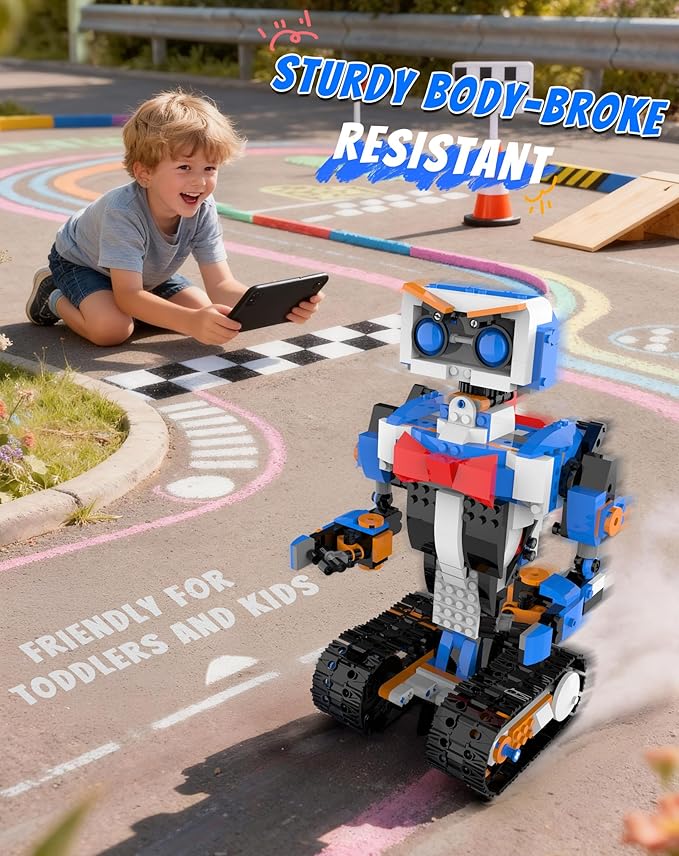 Programmable STEM Building Kit, APP & Remote Control DIY Coding Toy, Rechargeable Educational Construction Set Gift Beginners and Family Robotics for Kids Ages 8-12
