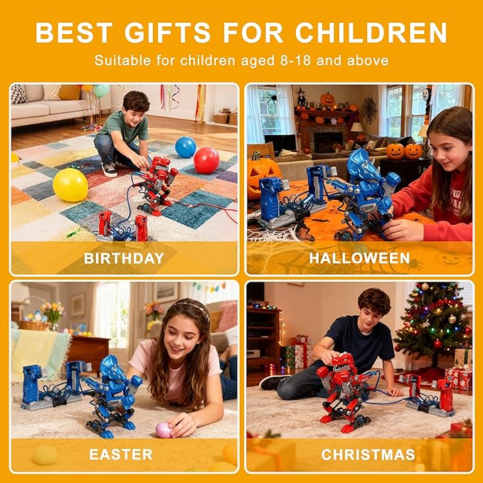 Hydraulic Boxing Bots, STEM Building Kit for Kids, Build 2 Hydraulic-Powered Battle Robots, STEM Educational Fighting Robot Toy Set, Christmas Birthday Gift for Boys & Girls Ages 8-18 Adults