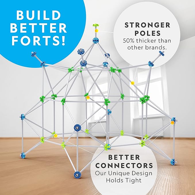 National Geographic Indoor Fort Building Kit - 225 Pieces for Creative Play, STEM Building Toys for Kids Ages 6-12, Blanket Fort (Amazon Exclusive)