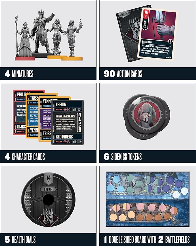 Restoration Games Unmatched The Witcher Realms Fall - Strategy Board Game for 2 to 4 Players - Witcher Heroes Expansion with Four Battlefields - 30 Min Playtime - Ages 9+