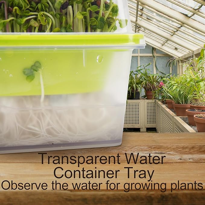 Microgreen Growing Trays, 5" x 5" Sprouting Tray with Humidity Dome, 1.2 mm Small Mesh Holes, BPA Free, Sprouter Kit for Growing Mirco Seeds, Like Broccoli, Alfalfa, Radish, Clover - 4 Pack | Clear