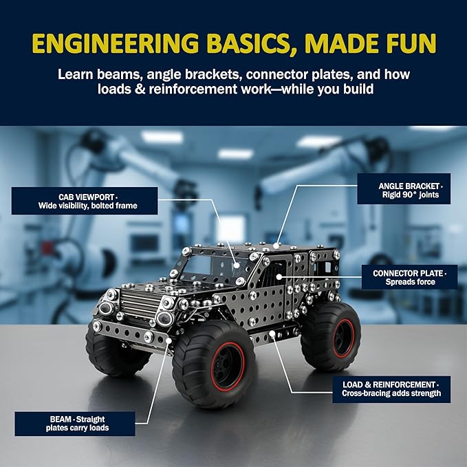 Engineering 20-in-1 Motorized STEM Building Kit – 600+ Pieces Construction Toy Set for Kids Girls Boys