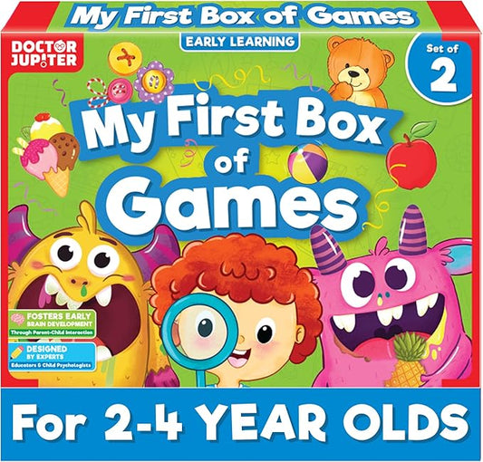 Doctor Jupiter My First Box of Games for Ages 2-4 | Set of Monster Munch, Scavenger Hunt Sight Word Board Games | Montessori Educational Toys, Learning Activites