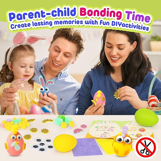 ROOCHKD Arts and Crafts for Kids, Set of 6 DIY Eggs Handcrafted Kit, Mess Free Toddlers Crafting Set Birthday Exchange Christmas Thank You Gifts for Boys and Girls, Art Supplies Stocking Stuffers