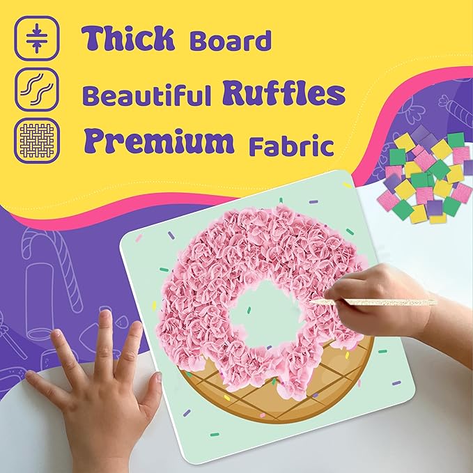 jackinthebox Poke Poke Art for Kids - Candyland Theme, Mess-Free Fabric Art and Craft, Flower Pressing Kits, Gift for Kids, Girl Gifts, DIY Activity Boy Gift, Toys for Girls and Boys Ages 4 5 6 7 8