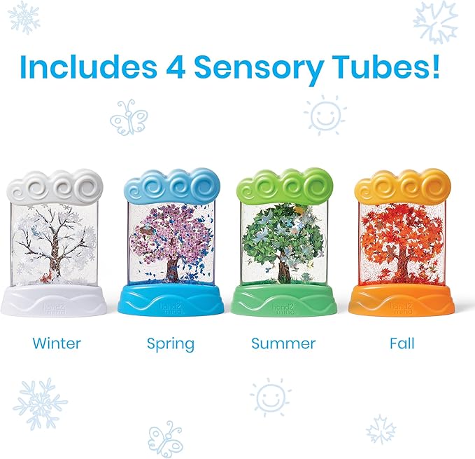 hand2mind Changing Seasons Sensory Tubes, Quiet Fidget Toys for Kids 3-5, Toddler Science Weather Toys, Calm Down Corner Supplies, Preschool Classroom Must Haves
