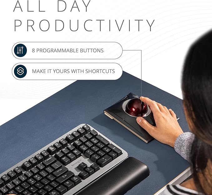 Kensington SlimBlade™ Pro Wireless Trackball, Rechargeable Battery, Bluetooth 2.4GHz Connection Options (K72080WW)