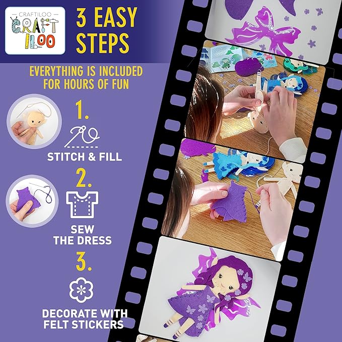 Fairy Elves Sewing Kit for Kids, Fun and Educational Fairytale Craft Set for Boys and Girls Age 7-12, Sew Your Own Felt Fairy Craft Kit for Beginners (Garden Rainbow Fairies Kit)