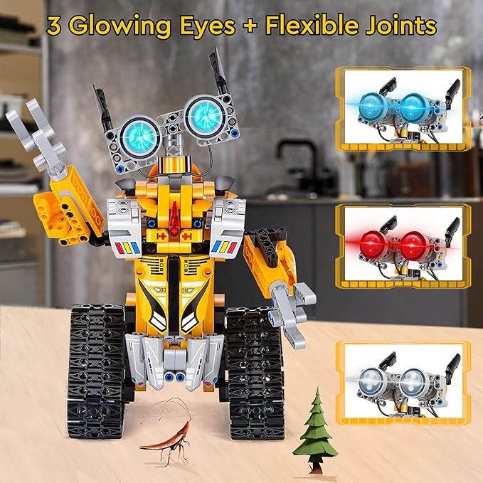 Sillbird Robot Building Kit with Remote Control Christmas STEM Gifts for Boys Age 8-13, Coding Buildable Robotic Technic Toys for Kids Birthday with 468 Pieces