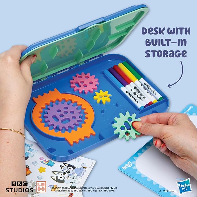 Spirograph Jr Bluey Toys - Toddler Arts and Crafts, Drawing Art Kit, Toddler Activities, Bluey Stickers, Drawing Pad, Jumbo Gears, Washable Markers, Unleash Your Child Inner Artist, Ages 3+