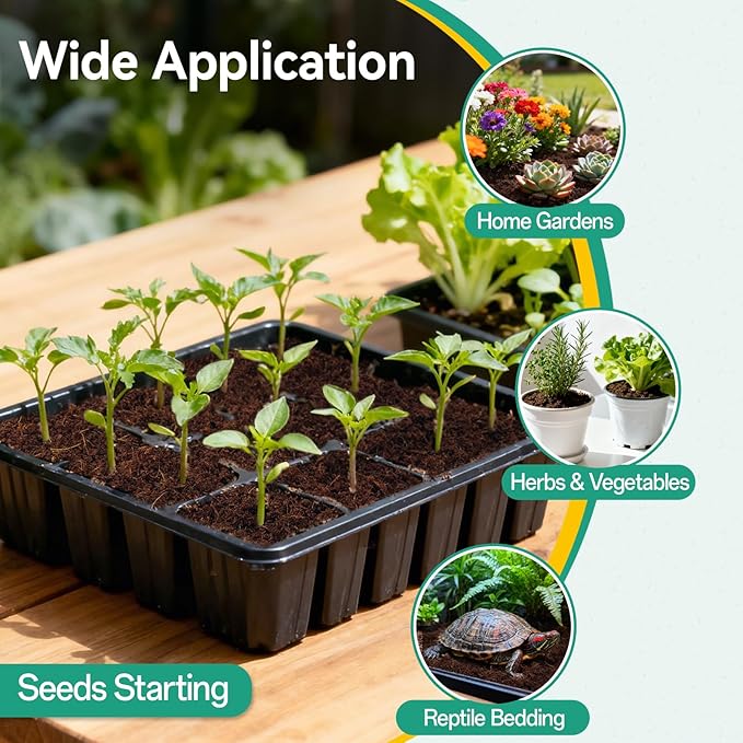 ZeeDix 100pcs(50mm) Coco Coir Pellets Potting Soil Indoor Plants, Compressed Coconut Coir Seed Starting Pellets Soil Discs for Planting Flowers Bonsai Herbs and Vegetables