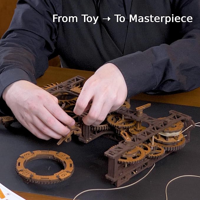 WOODEN.CITY Steampunk Gearworks 3D Wooden Puzzle Clock – DIY Wall Clock Model Kit – Build Your Own Clockwork Puzzle with Moving Gears – 288 Parts Mechanical Clock Building Kit for Adults