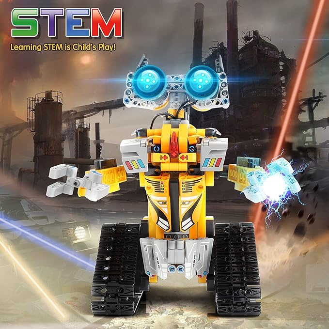 Sillbird Robot Building Kit with Remote Control Christmas STEM Gifts for Boys Age 8-13, Coding Buildable Robotic Technic Toys for Kids Birthday with 468 Pieces