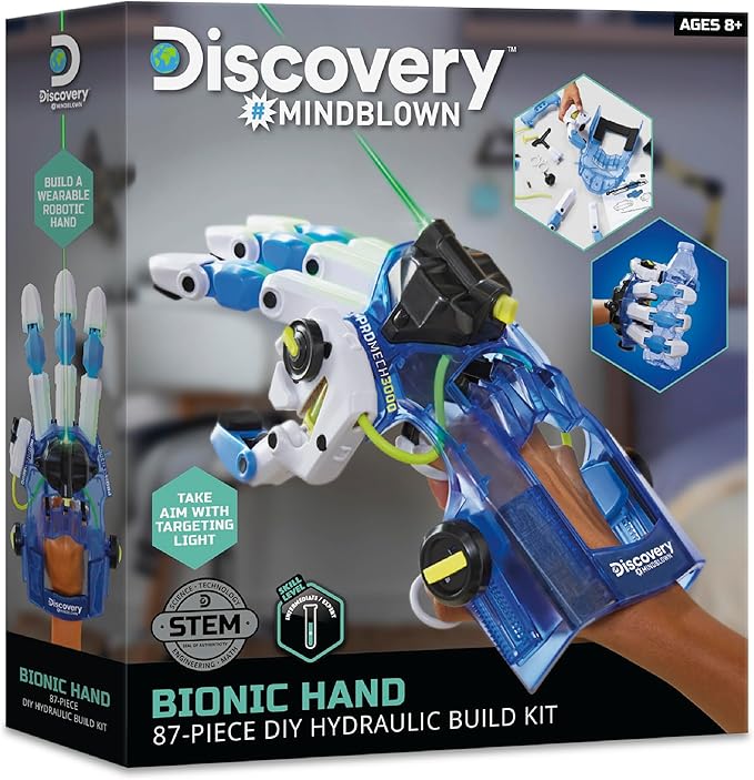 Discovery Bionic Hand Robotics Kit – 87-Piece DIY STEM Toy for Kids| Build Your Own Wearable Robotic Hand| Hydraulic Cyborg Superhero Toy| Science & Engineering Model Kit| Boys & Girls Gift Ages 8+