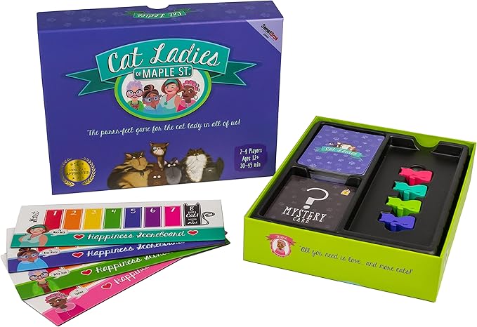 Cat Ladies of Maple Street - New! - Fun Family-Friendly Board Game | Deck Building Card Game | Card Games for Adults, Teens & Kids | 2-4 Players | 12+