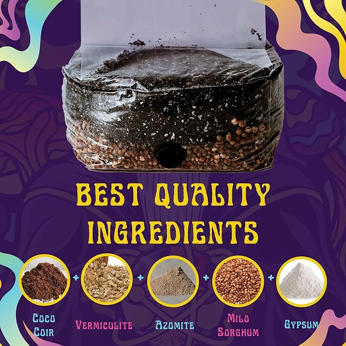 2 LB All-in-One Grow Bag: Up to 16oz of Mushrooms! Nutrient-Enhanced, Injection Port, Just Add Your Own Spores & Grow Like Magic