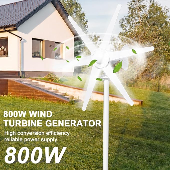 800W 12V/24V Wind Turbines Generator, 6-Blade Fan Wind Turbines Generator Kit, Electromagnetic Electricity Producer Equipment