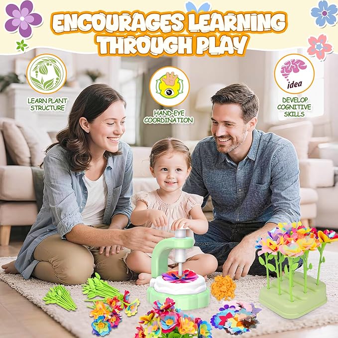 Art Flower Bouquet Craft Kit, DIY Arts & Crafts Flower Toy for Kids, Build Your Own Bouquet, Creative Educational Gift for Toddlers Kids, Christmas Birthday Gift for 4 5 6 7 8+ Year Old Girls and Boys