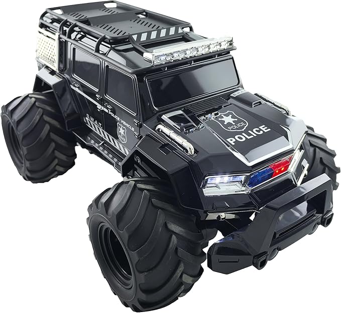 Threeking 1:14 Waterproof Rc Police Cars Amphipious Remote Control Car SUV Truck Indoor Outdoor Toys with Police-Siren Lights for 6 7 8 9 10 11 12 Year Old Kids Boys Girls Gifts Presents
