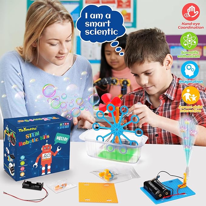 STEM Robotics Kit 6 Set Science Experiments Project Activities Toys for Kids 4-8 8-12 Engineering Building Electronic Motor Robot Kid Craft Boy Girl 5 6 7 8 9 10 12 Year Old Outdoor Toy