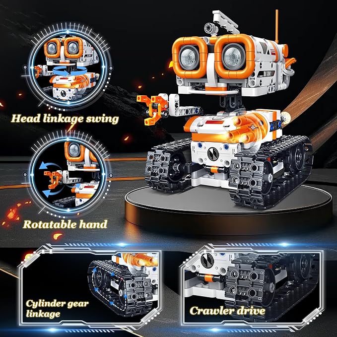 4 in 1 STEM Educational Building Block Robot Kit - App & Remote Control Robot Toys for Kids Aged 6-12